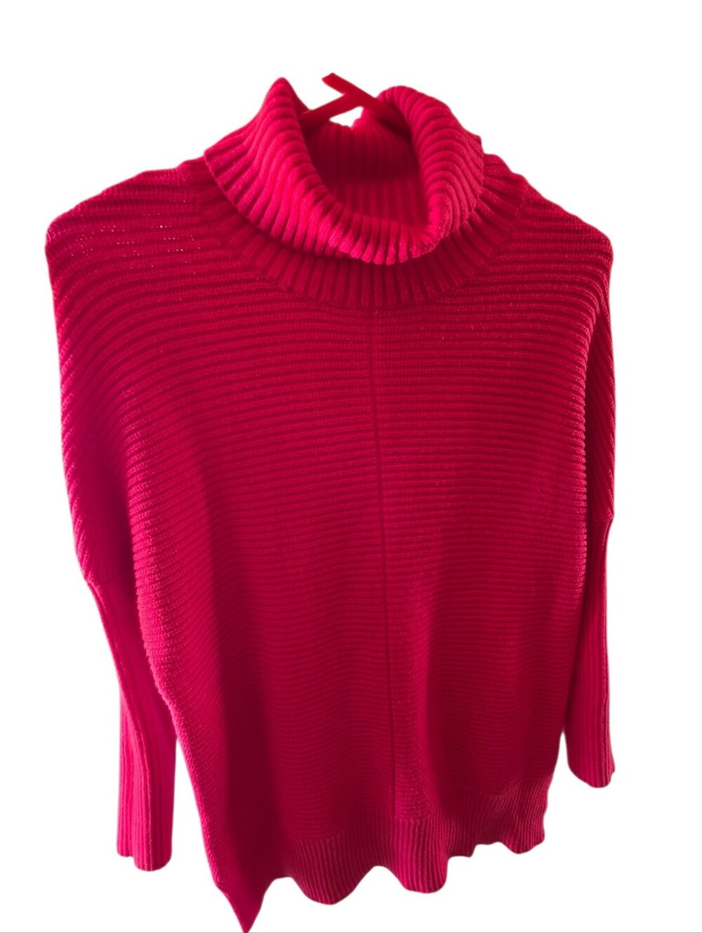 Pretty Garden Red Ribbed Turtleneck Sweater